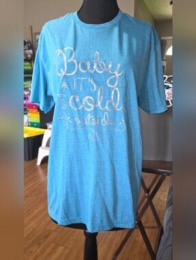 Soft Style Turquoise Short Sleeve Tee with Silver Glitter Script